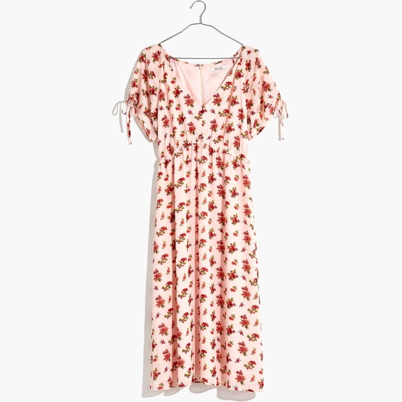 Madewell Dresses & Skirts - Madewell tie sleeve ruffle waist midi dress